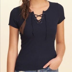 hollister lace up top